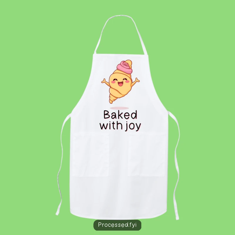 Funny Croissant Leaping Apron: Cook with Culinary Joy