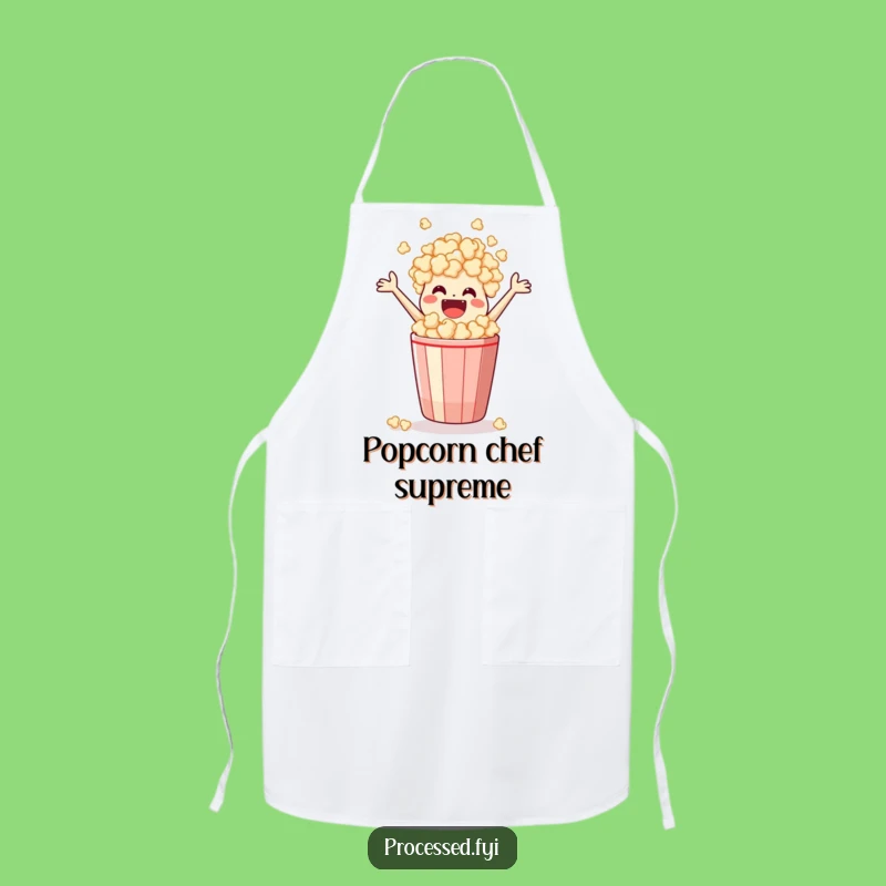 Funny Popcorn Apron: Leaping Snack Character, Hilarious Kitchen Gift for Movie Buffs