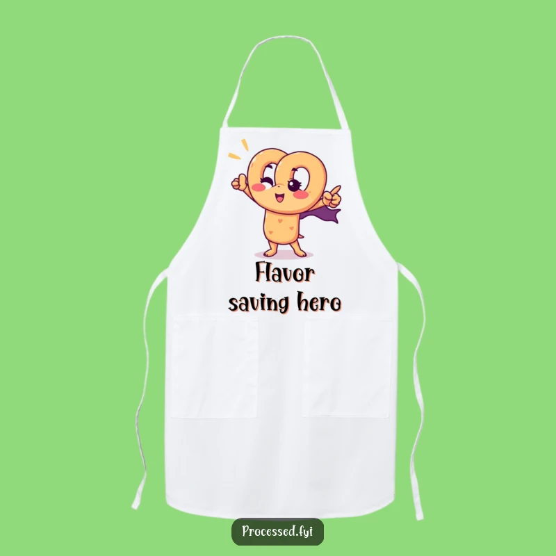 Funny Pretzel Superhero Apron: Winking Snack Hero Kitchen Gift
