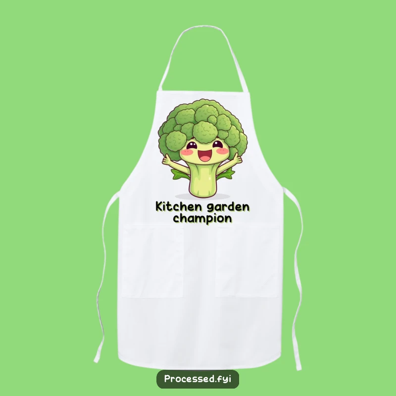 Funny Broccoli Waving Apron: Cook with Kitchen Comedy