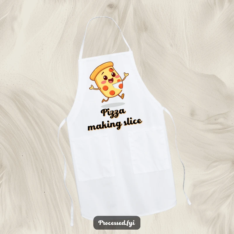 Funny Pizza Apron featuring an excited character with a missing piece, perfect for pizza-making with a humorous twist.