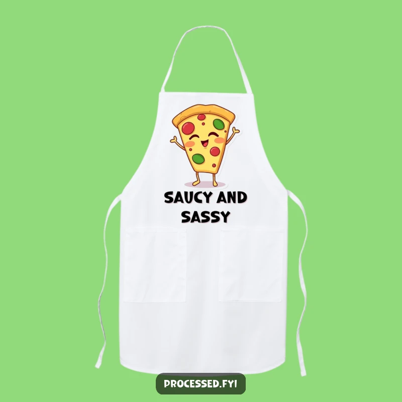 Funny Winking Pizza Slice Apron: Cook with Cheesy Cartoon Fun