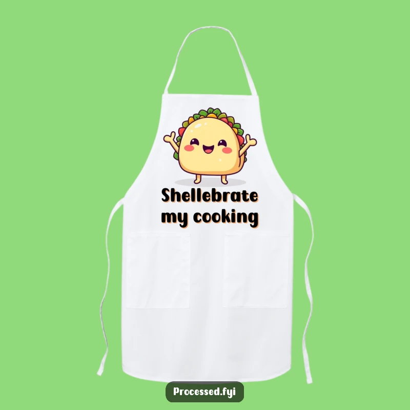 Funny Taco Apron: Cheerful Waving Chef Character, Hilarious Kitchen Gift for Foodies