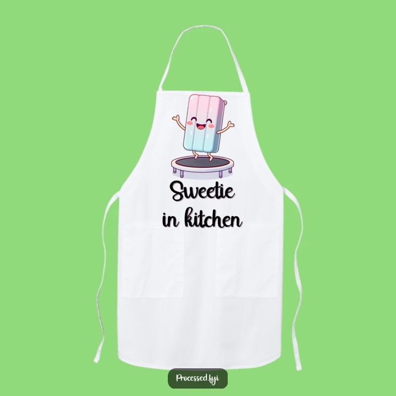 Funny Candy Bar Trampoline Apron - Playful Chef's Companion for Bouncing Kitchen Fun