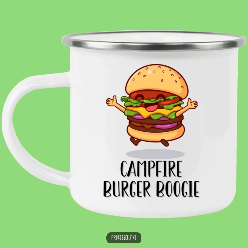 Funny Dancing Hamburger Camping Mug - Adventure Beats and Hilarious Fun!