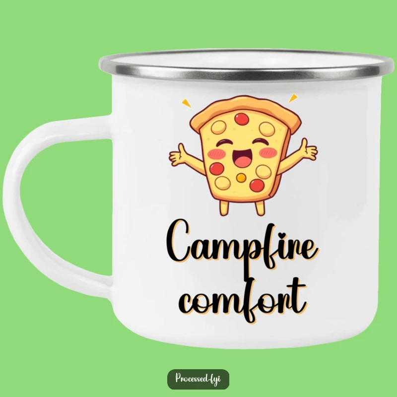 Funny Pizza Slice Giggle Camping Mug: Cheerful Drinkware for Outdoors