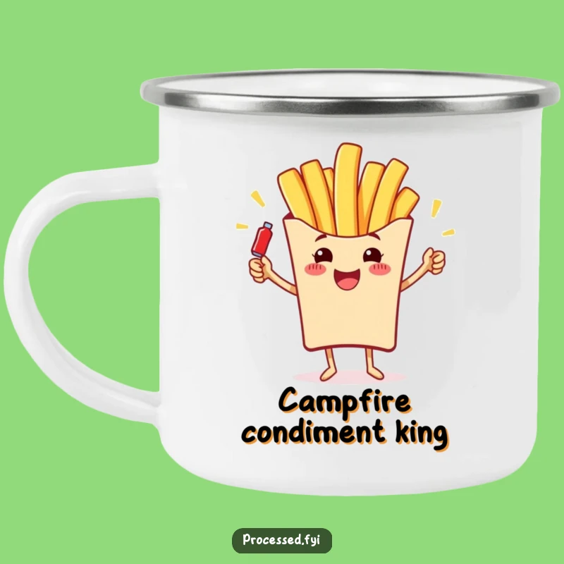 Funny French Fry Juggling Camping Mug: Trailside Snacks with Ketchup Fun