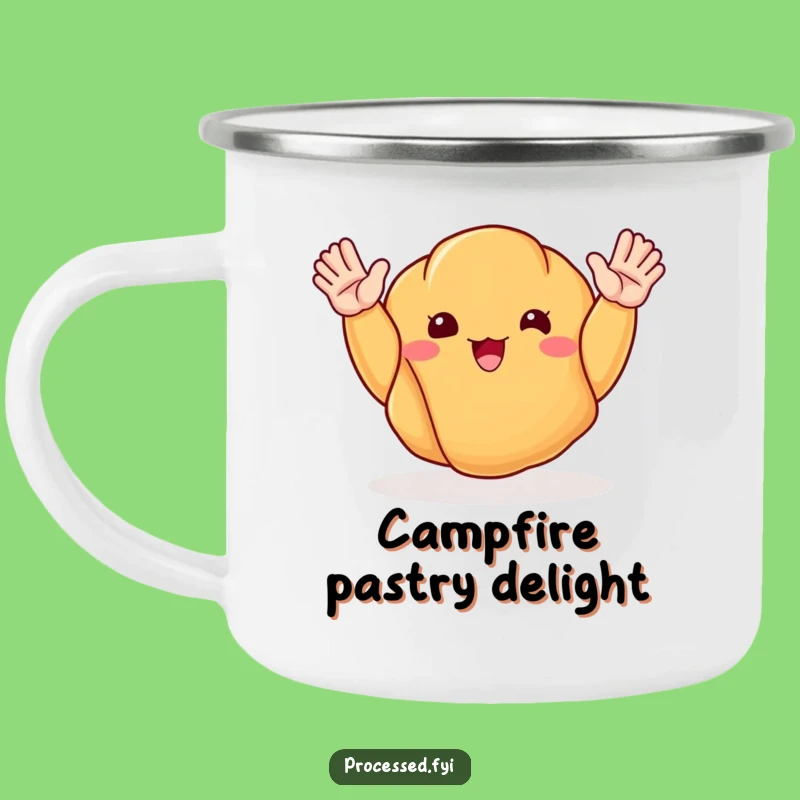 Funny Happy Croissant Camping Mug: Fuel Your Adventures with Delicious Smiles