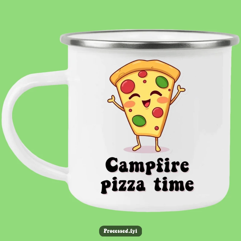 Funny Winking Pizza Slice Camping Mug: Cheesy Sips for Outdoor Fun