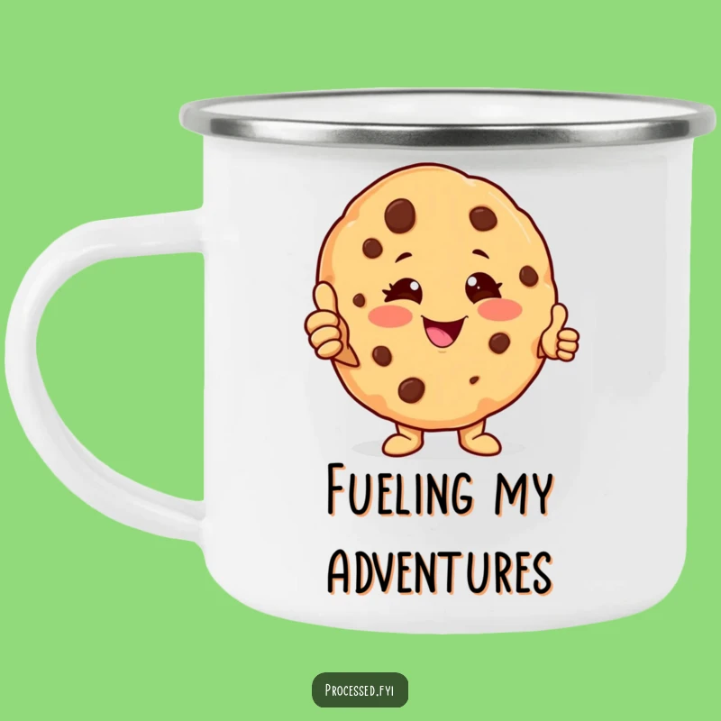 Funny Cookie Character Camping Mug: Cheerful Outdoor Companion, Perfect Gift