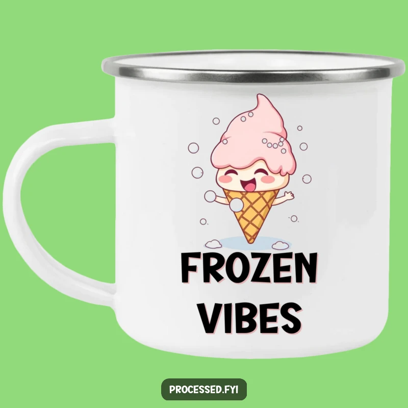 Funny Ice Cream Snowball Fight Camping Mug, Giggling Cone Campfire Gift