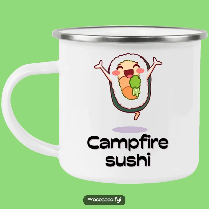 Funny Sushi Cartwheel Camping Mug: Hilarious Outdoor Foodie Gift