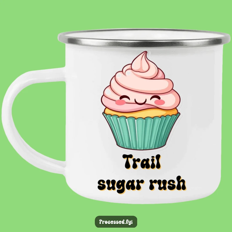 Funny Smiling Cupcake Camping Mug: Fuel Your Adventures with Sweet Smiles