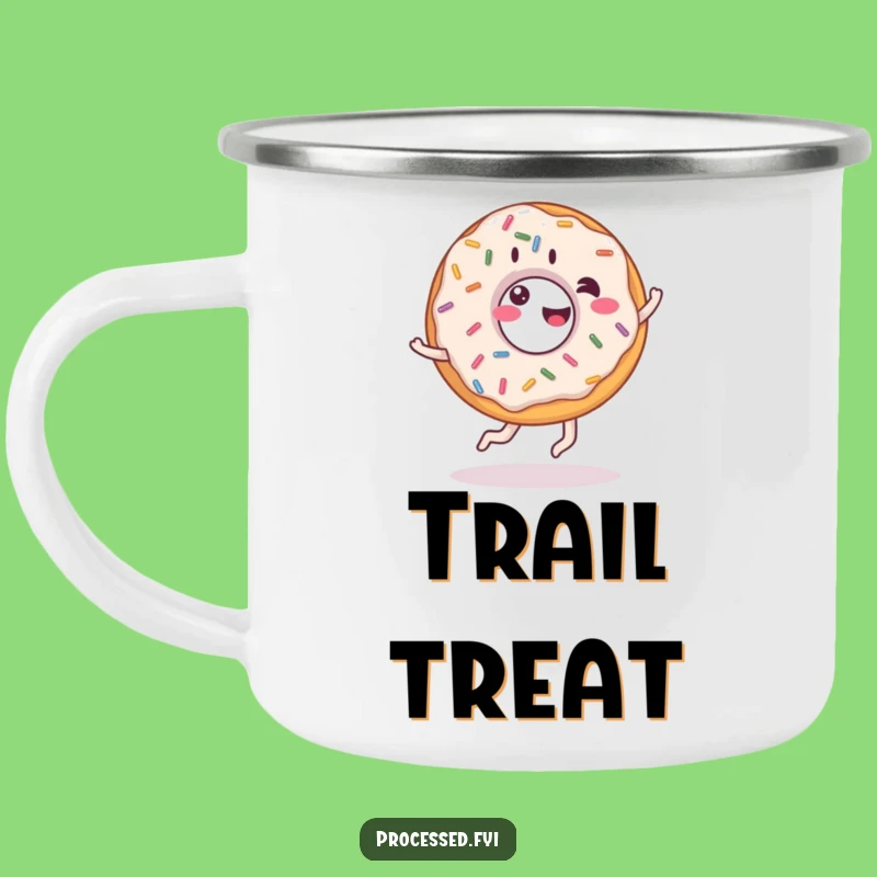 Funny Giddy Donut Cartwheel Camping Mug - Enamel Donut Mug for Outdoor Fun, Gag Gift