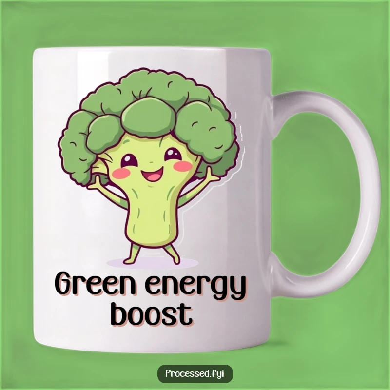 Funny Broccoli Dance Mug: Smiling Character Grooving Gift