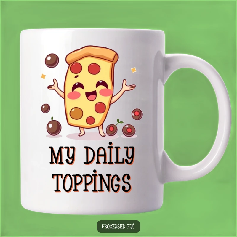 Funny Pizza Slice Mug: Playful Juggler with Olives, Perfect Foodie Gift!