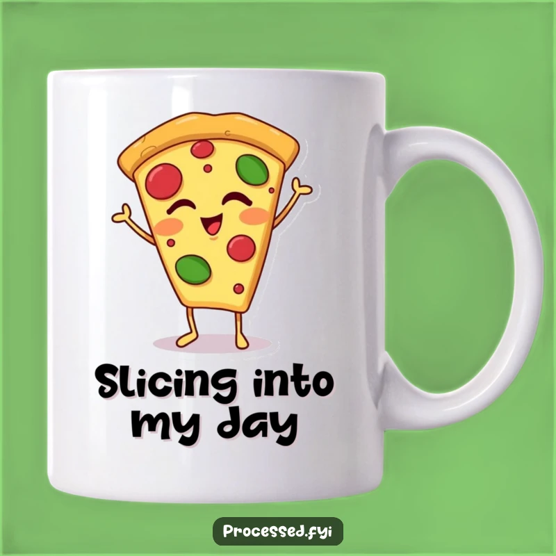 Funny Winking Pizza Slice Mug: A Cheesy Cartoon Gift for Pizza Lovers