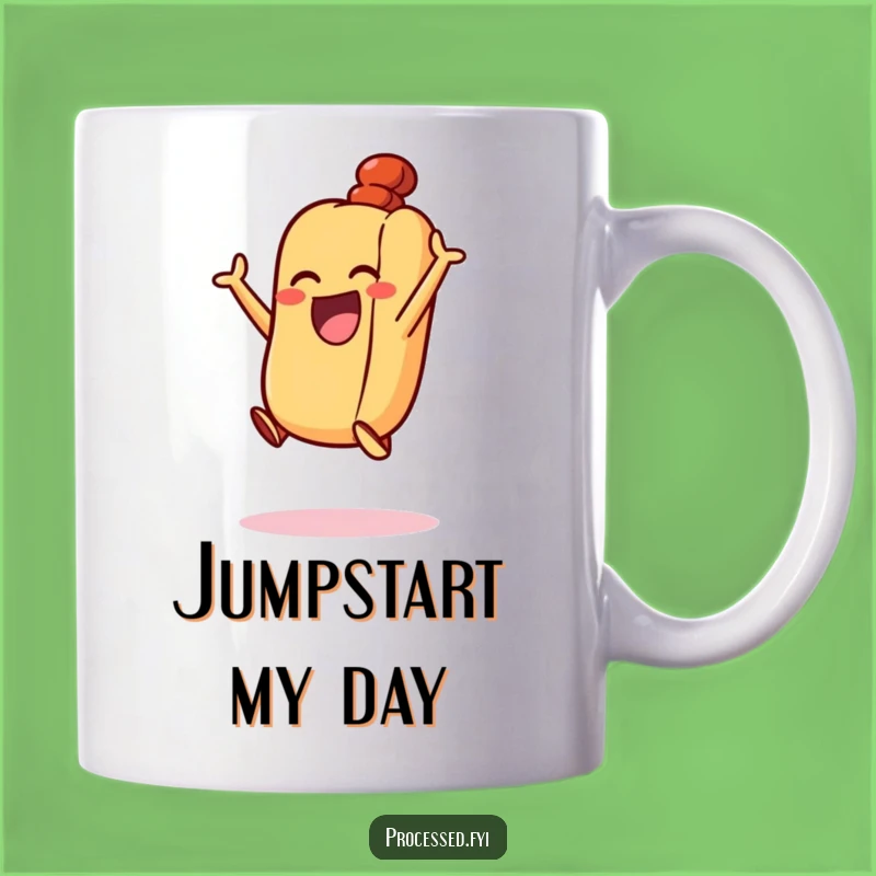 Funny Excited Hot Dog Mug: Jumping Joy - The Perfect Playful & Funny Gift!