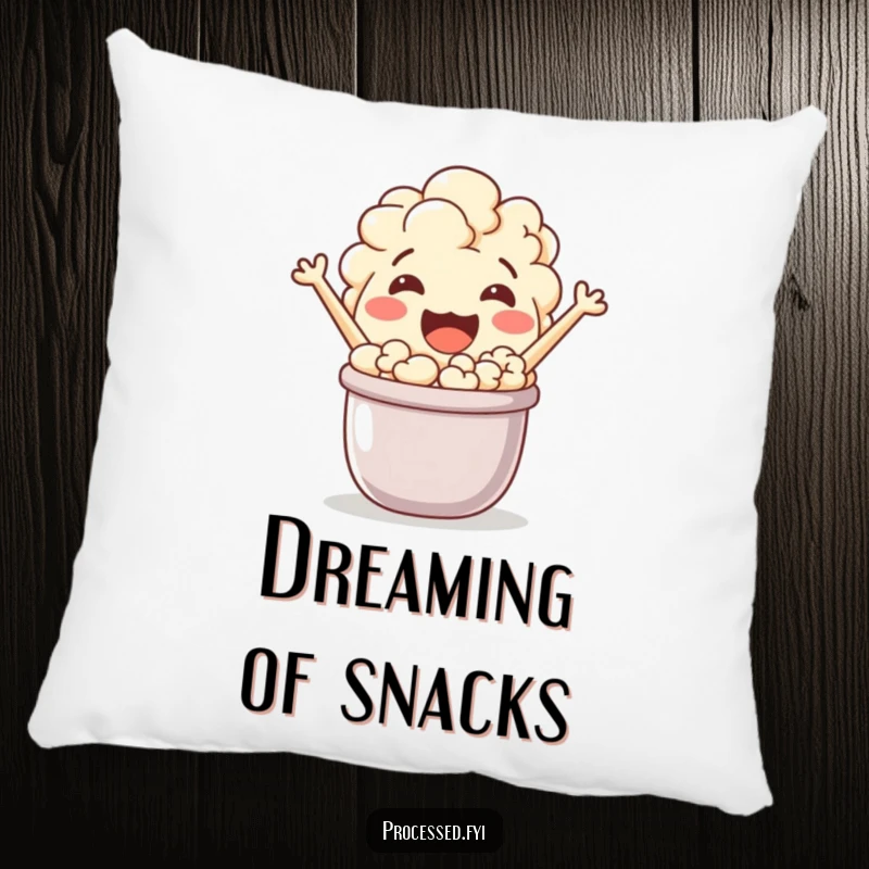 Funny popcorn character, enthusiastically popping from a tiny pot, offering comfort and a smile. A plush piece of joy.