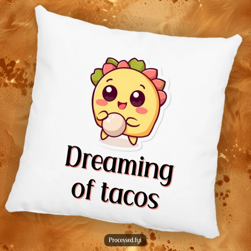 Funny pillow with a cheerful taco character bouncing a tiny ball, a soft and humorous accent for any seating area.