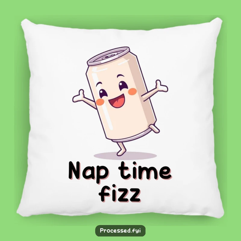 Funny Cartwheeling Soda Can Pillow - Cozy & Hilarious Energetic Accent