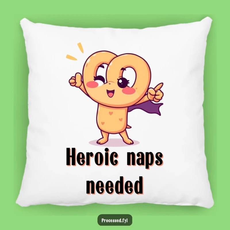 Funny Pretzel Superhero Pillow: Winking Snack Hero Cushion