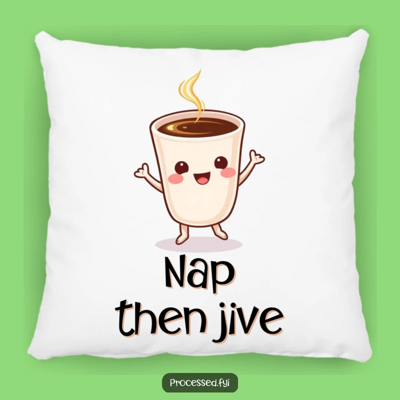 Funny Coffee Jig Pillow: Cozy Up with a Dancing Brew!
