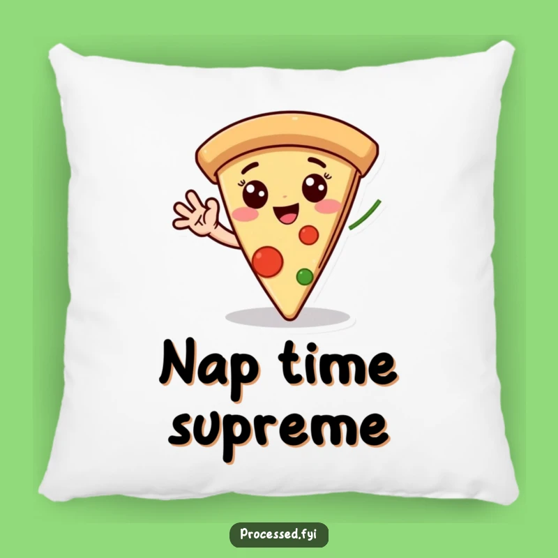 Funny Pizza Pillow: Happy Slice with Waving Pepperoni Hand - Cozy Comfort Gift