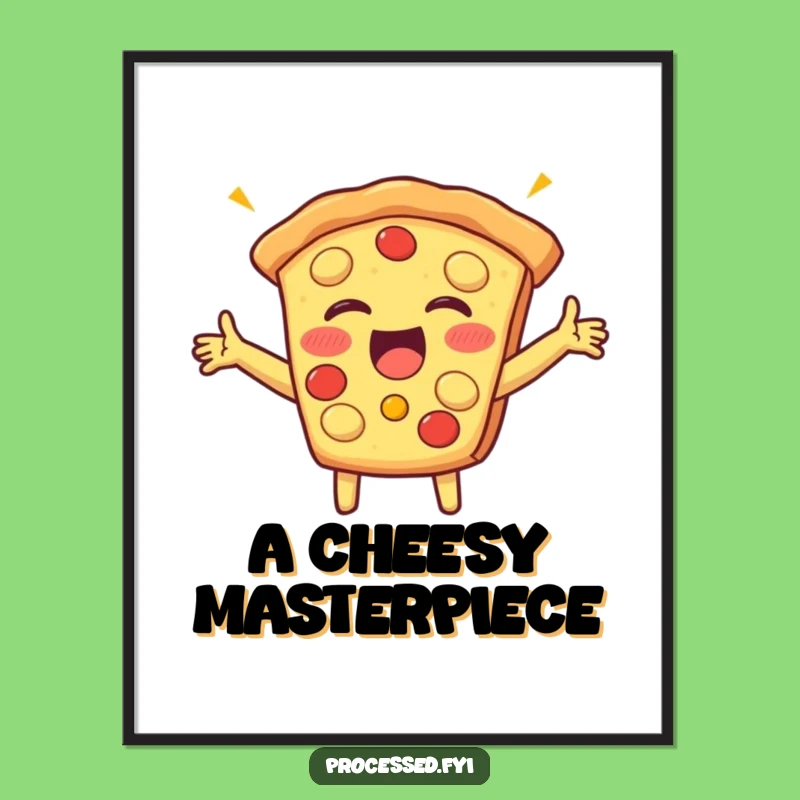 Funny Pizza Slice Giggle Digital Art: Cheerful Decor for Walls