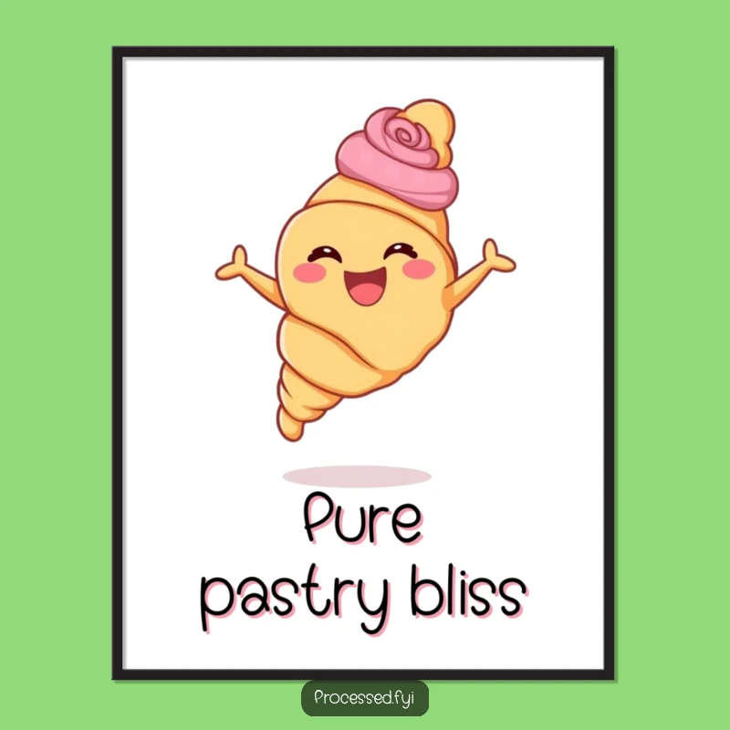 Funny Croissant Leaping Digital Art: Instant Joyful Pastry Decor