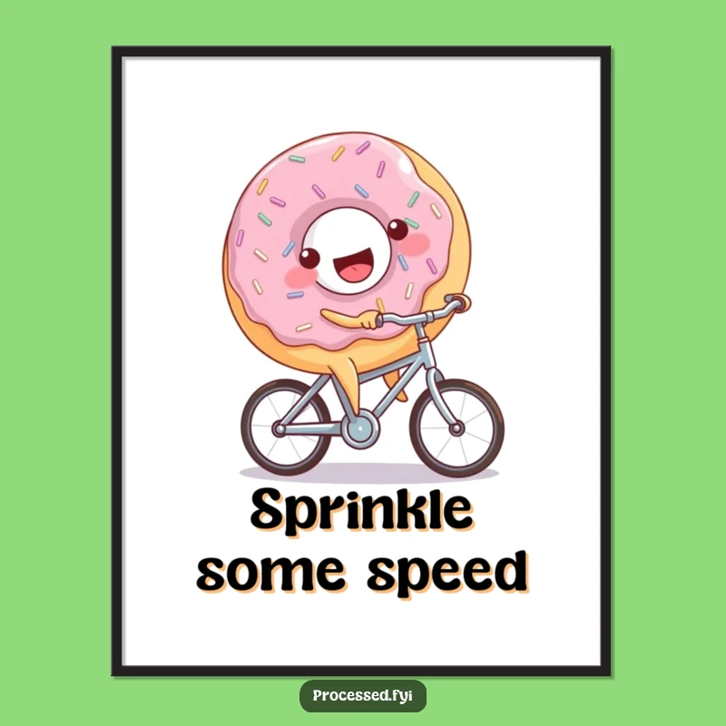 Funny Donut Bicycle Print: Joyful Sprinkled Rider Art Gift