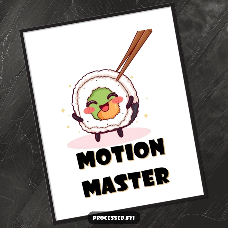 Funny Sushi Roll Digital Art Print of a spinning character, perfect for adding instant humor and personality to digital screens.