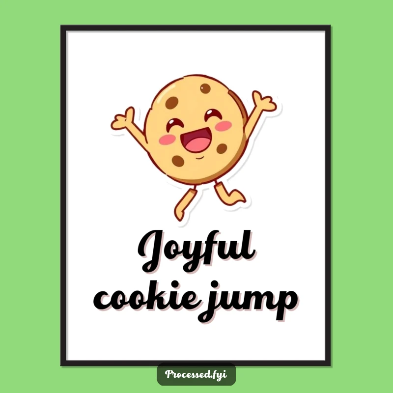 Funny Cookie Character Digital Art: Joyful Leaper for Instant Sweet Download