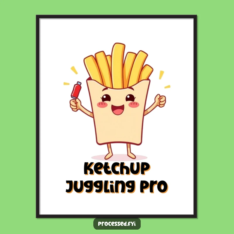 Funny French Fry Juggling Digital Print: Instant Ketchup Comedy