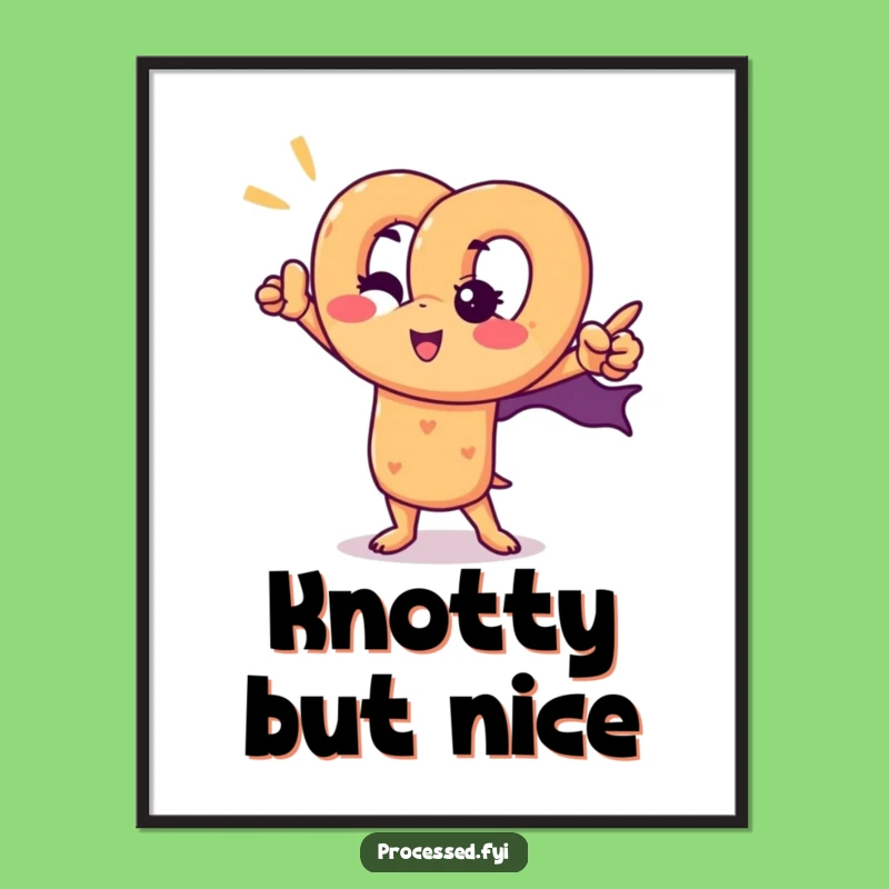 Funny Pretzel Superhero Print: Winking Snack Hero Art Gift