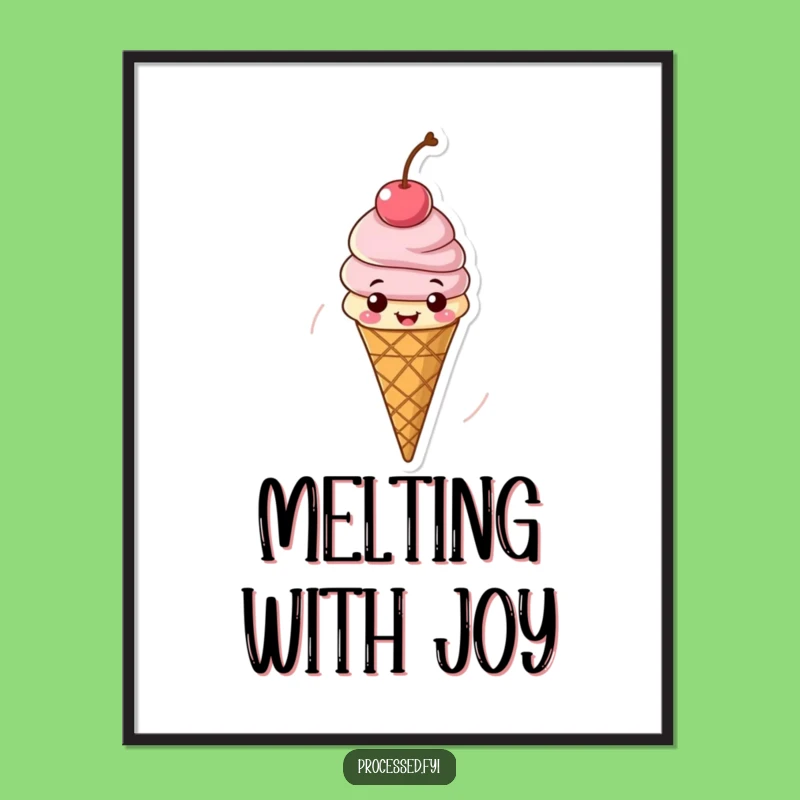 Funny Cheerful Ice Cream Digital Art: Instant Cool Decor for Your Walls