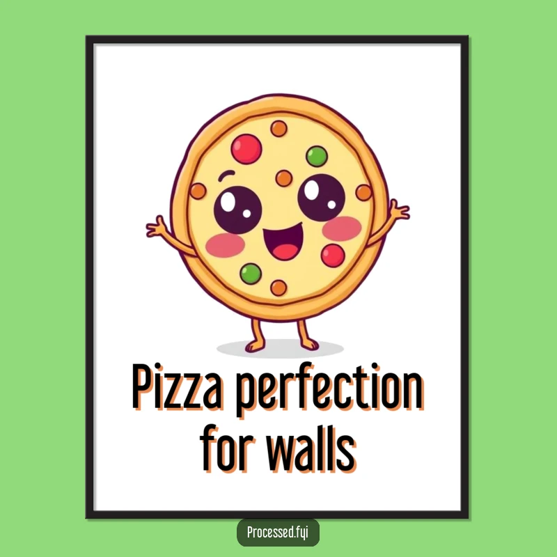 Funny Pizza Digital Art: Dancing Slice Character, Instant Hilarious Kitchen Decor