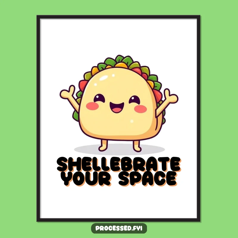 Funny Taco Digital Art: Cheerful Waving Character, Instant Hilarious Wall Decor Gift