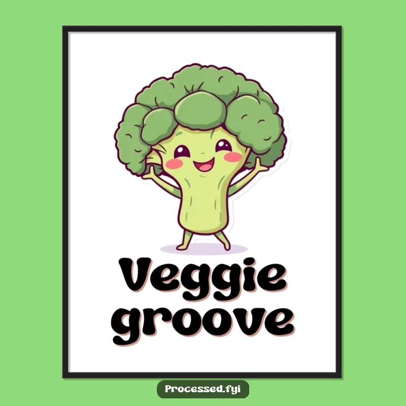 Funny Broccoli Dance Digital Art: Smiling Wall Decor Gift