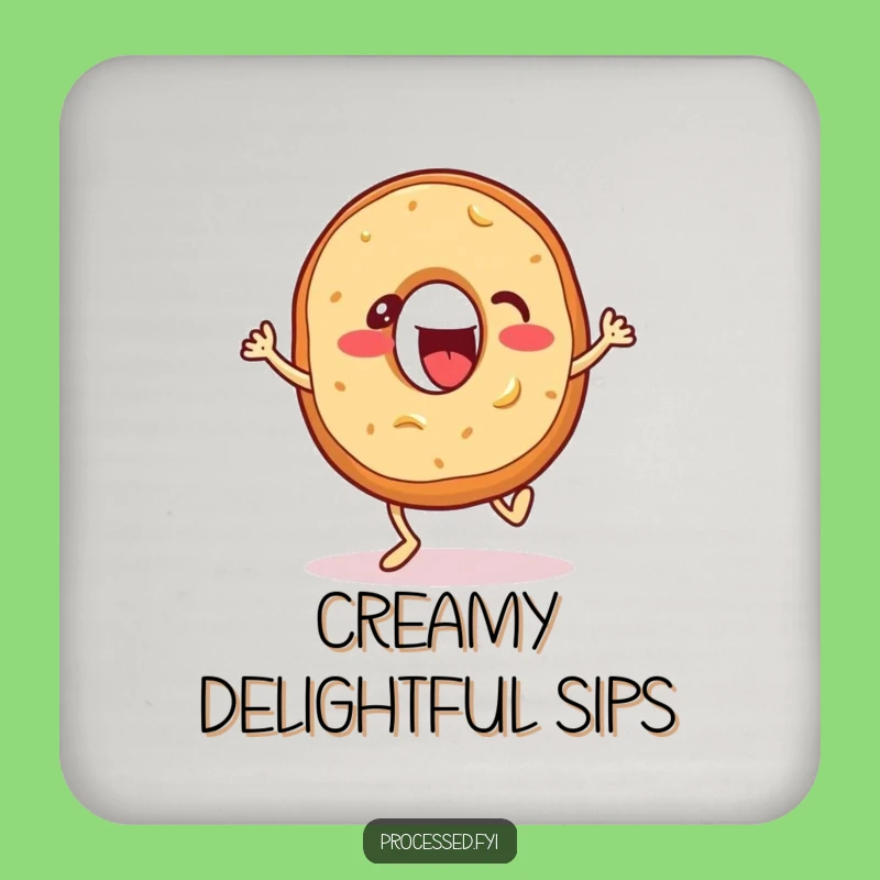 Funny Bagel Bounce Drink Coaster: Protect Surfaces with an Enthusiastic Bagel