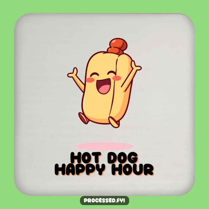 Funny Excited Hot Dog Coasters: Jump-Proof Surface - A Quirky & Funny Gift!