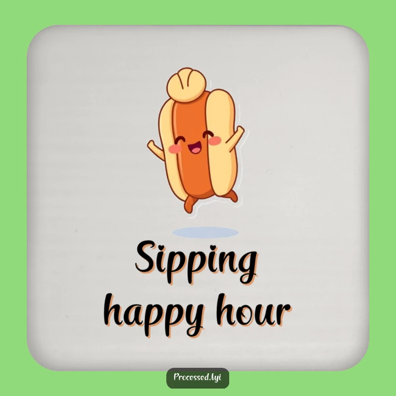 Funny Hot Dog Leap Coaster Set: Protect Surfaces with Foodie Fun