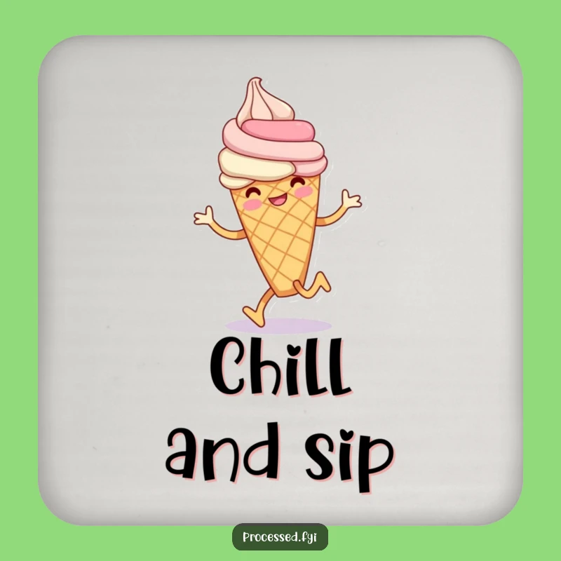 Funny Ice Cream Hop Coaster: Smiling Cone Table Protector Gift
