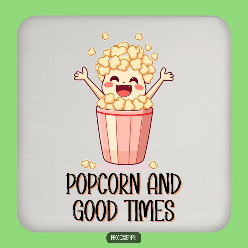 Funny Popcorn Coaster Set: Leaping Snack Character Protection, Hilarious Drink Gift