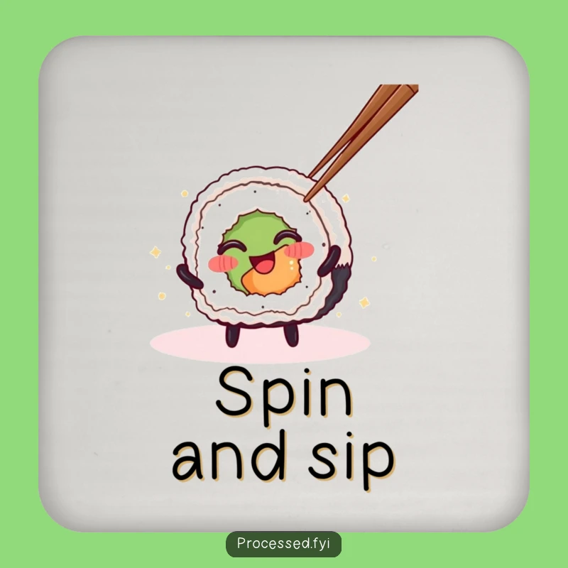 Funny Sushi Roll Drink Coasters: Protect Surfaces with Spinning Character Style!