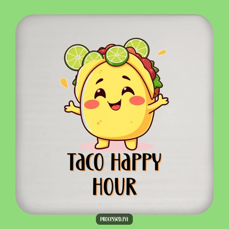 Funny Taco Drink Coasters: Fiesta Protection with Juggling Character Style!