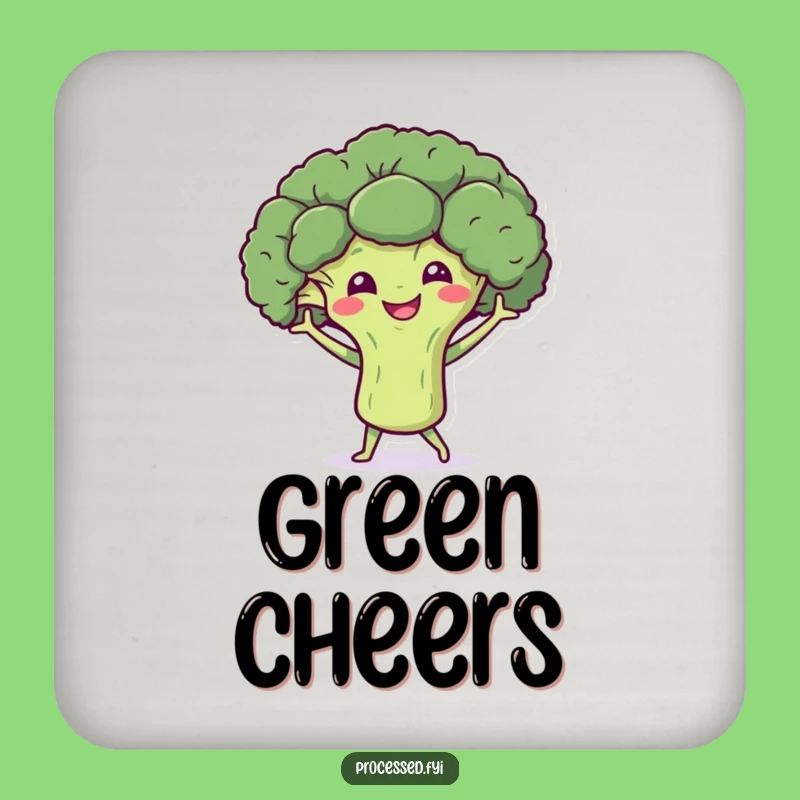 Funny Broccoli Dance Coaster: Smiling Drink Protector Gift