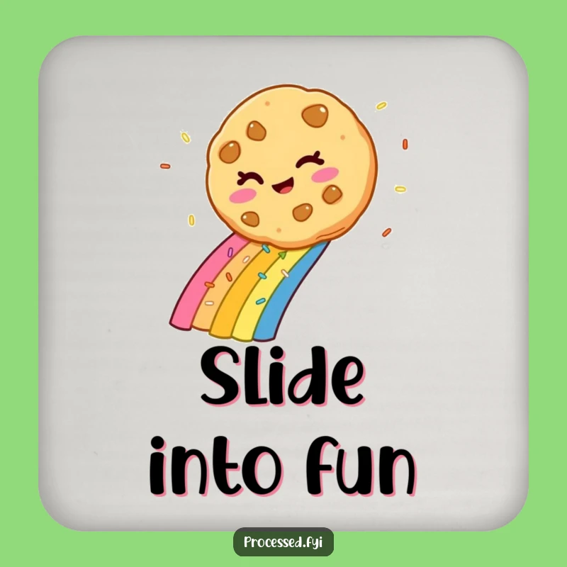 Funny Winking Cookie Rainbow Sprinkle Coaster: Protect Surfaces with Sweet Humor!