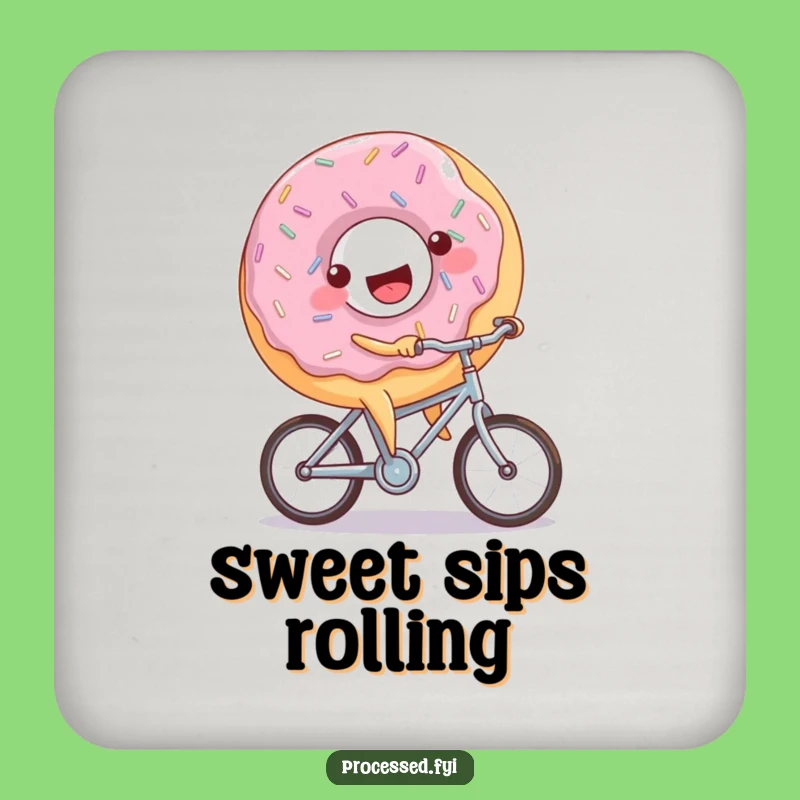 Funny Donut Bicycle Coaster: Joyful Sprinkled Rider Table Protector