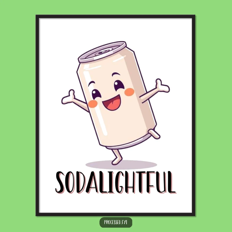 Funny Cartwheeling Soda Can Poster - Hilarious Energetic Wall Art Gift